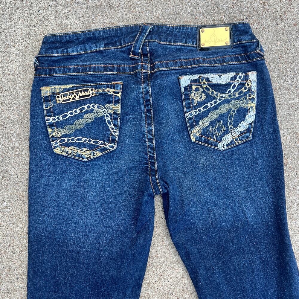 Y2K 2000s Baby Phat Low Rise Flared Jeans Dark Wash | Size 29 x 32 | - Picture 8 of 8